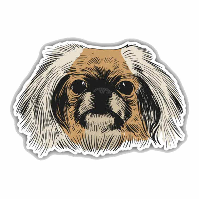 18.4CMx12.5CM Fashion Funny Pekingese Dog Head The Car Whole Body PVC Car Sticker C1-9019
