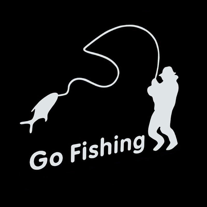 Outdoor Sports Fishing GO FISHING Stickers Car Accessories Car Stickers Decals Black Silver CT-390