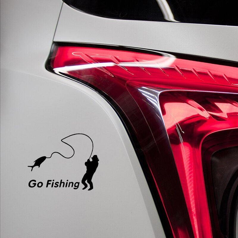 Outdoor Sports Fishing GO FISHING Stickers Car Accessories Car Stickers Decals Black Silver CT-390