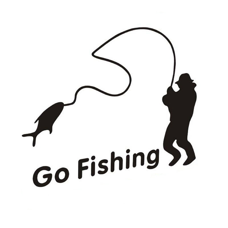 Outdoor Sports Fishing GO FISHING Stickers Car Accessories Car Stickers Decals Black Silver CT-390