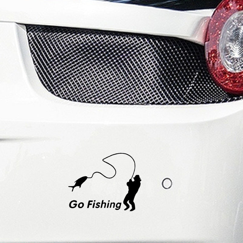 Outdoor Sports Fishing GO FISHING Stickers Car Accessories Car Stickers Decals Black Silver CT-390