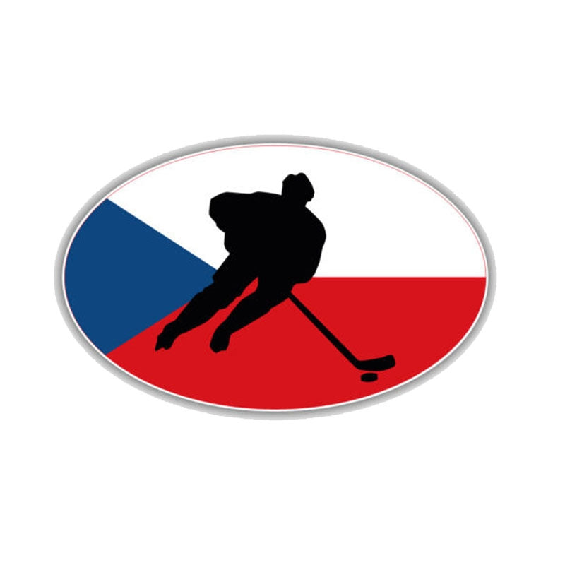 11CM*6.8CM Czech Republic Flag Hockey Decal PVC Motorcycle Car Sticker 11-00283