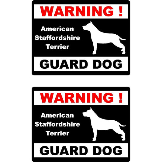 15*11.5cm 2x Cartoon WARNING American Staffordshire Terrier Guard Dog Fun  Decal Car Window Sticker C1-8158