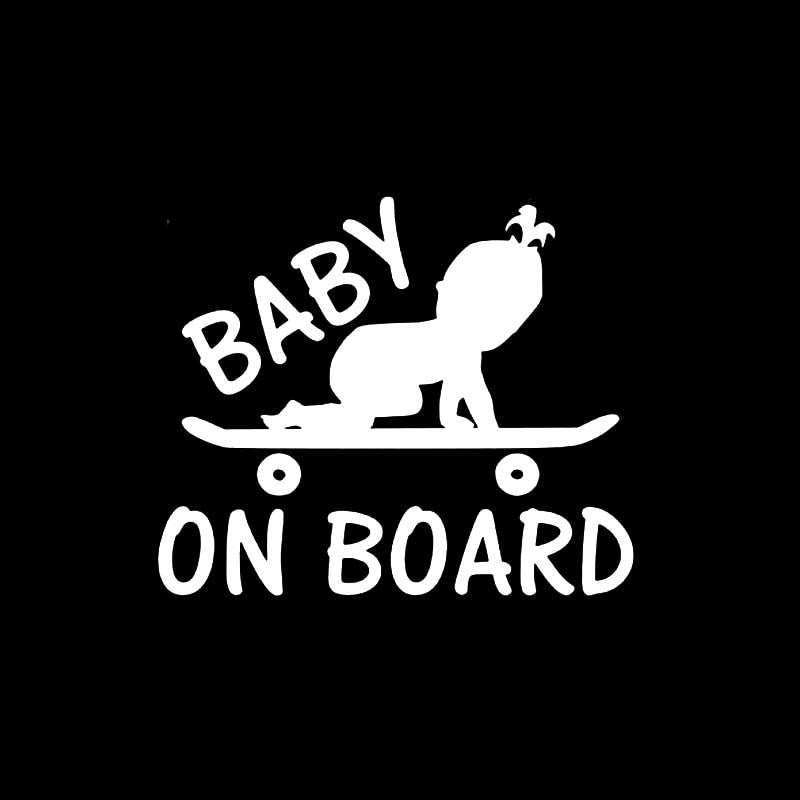 13CM*10.8CM BABY ON BOARD Cute Baby Skateboard Car Decal Vinyl Sticker Black/Silver C10-00736