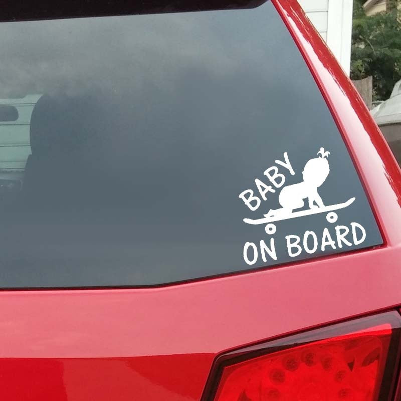 13CM*10.8CM BABY ON BOARD Cute Baby Skateboard Car Decal Vinyl Sticker Black/Silver C10-00736