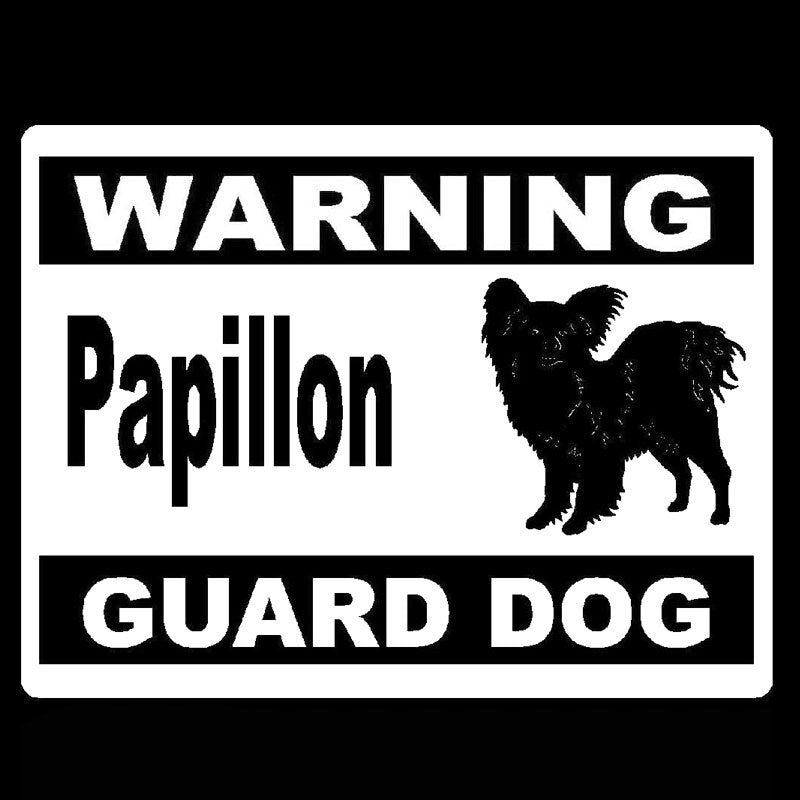 15cm*11.5cm Fashion Warning Papillon Guard Dog Personality Vinyl Car Stickers C5-1934