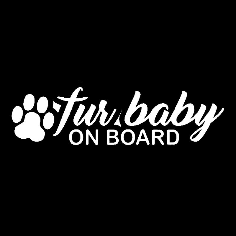 15CM*4CM Fur Baby On Board Pet Dog Paw Rescue Vinyl Decal Sticker Car Truck Black/Silver C10-00105
