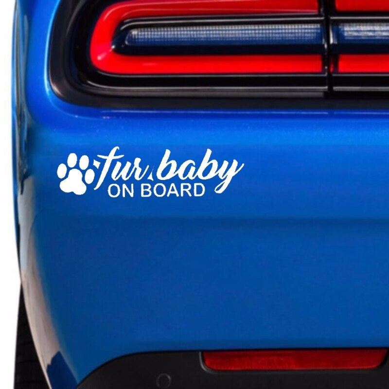 15CM*4CM Fur Baby On Board Pet Dog Paw Rescue Vinyl Decal Sticker Car Truck Black/Silver C10-00105