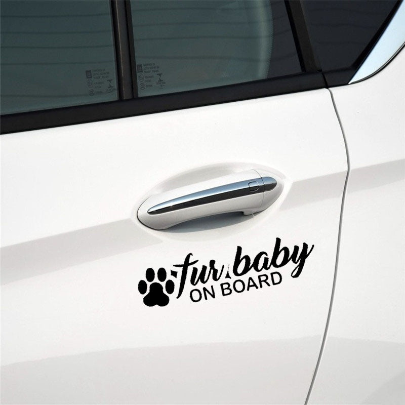 15CM*4CM Fur Baby On Board Pet Dog Paw Rescue Vinyl Decal Sticker Car Truck Black/Silver C10-00105