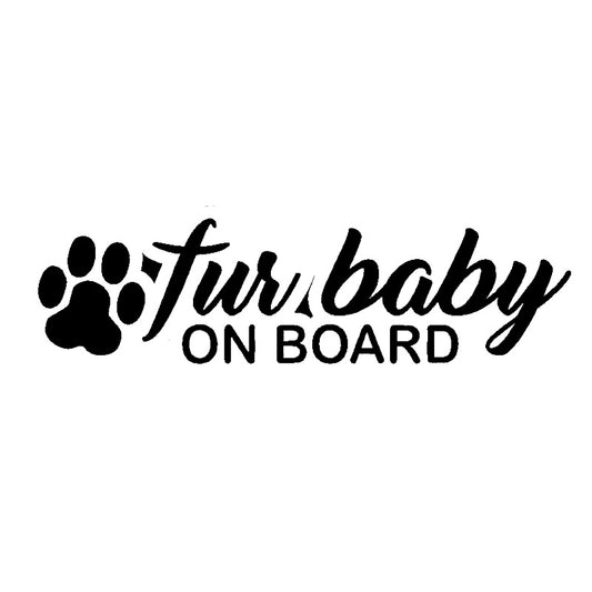 15CM*4CM Fur Baby On Board Pet Dog Paw Rescue Vinyl Decal Sticker Car Truck Black/Silver C10-00105