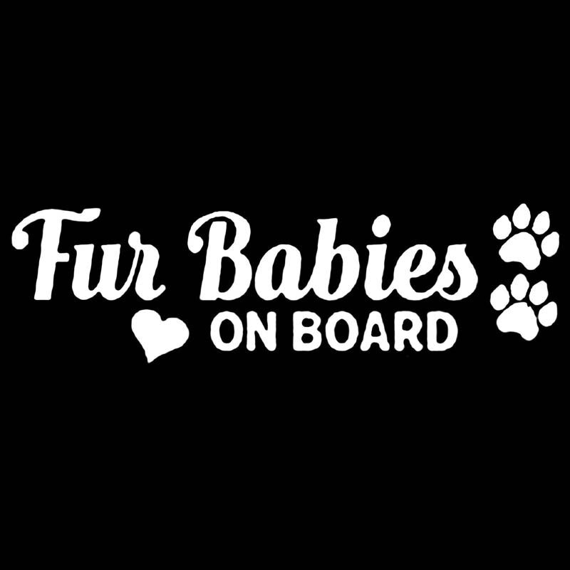 18CM*5.2CM Fur Babies On Board Vinyl Decal Car Sticker Lovely Dog Paw Print Black/Silver C10-00814