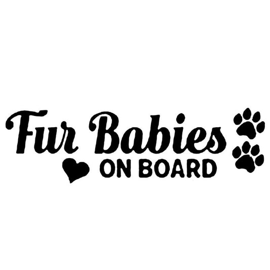 18CM*5.2CM Fur Babies On Board Vinyl Decal Car Sticker Lovely Dog Paw Print Black/Silver C10-00814