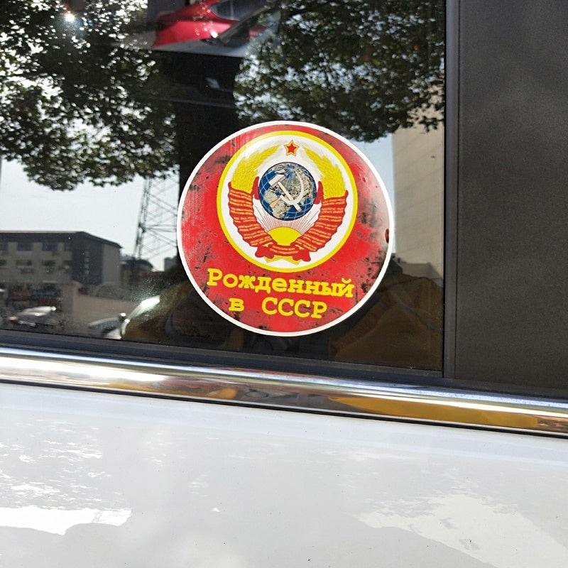 New Brand 10.4CM*10.4CM Born In Ussr Symbol Decal Accessories Car Sticker Decal 6-0224
