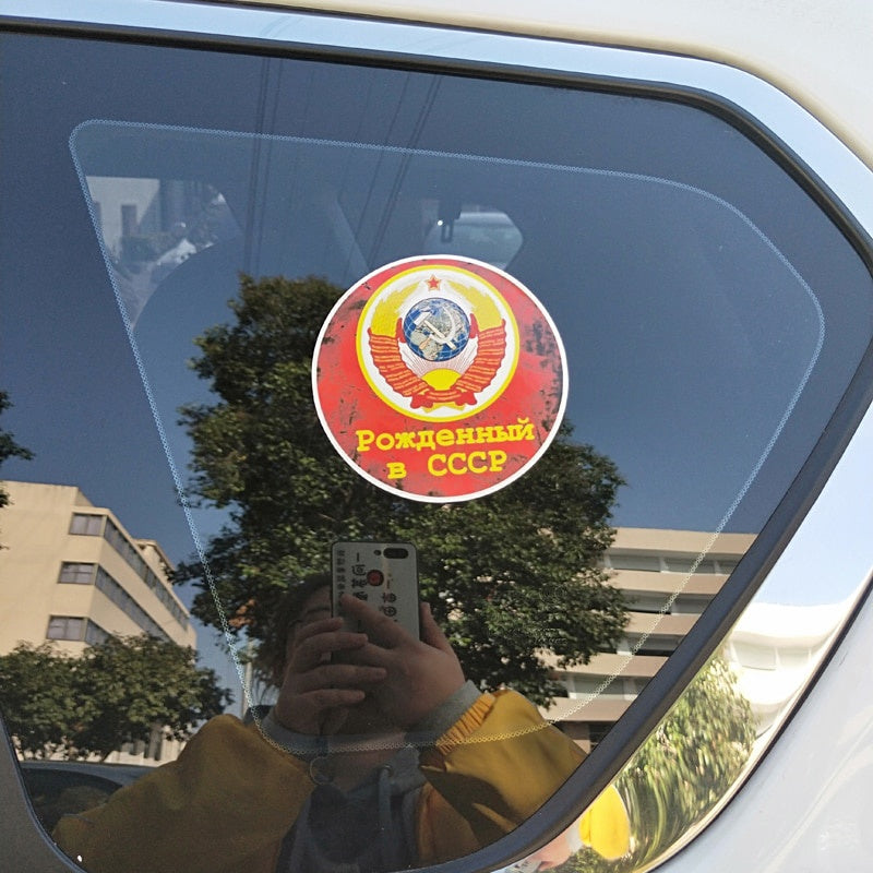 New Brand 10.4CM*10.4CM Born In Ussr Symbol Decal Accessories Car Sticker Decal 6-0224