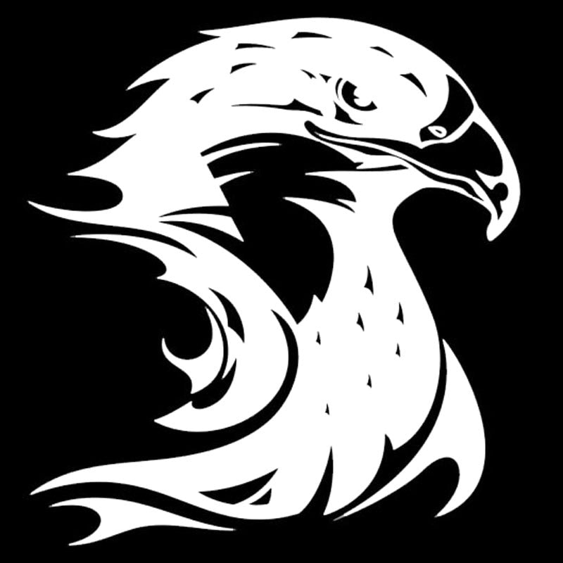 13.3*14.2CM Fire Flame Eagle Hawk Head Decal Car Sticker Vinyl Car Styling Accessories Black/Silver C9-1400