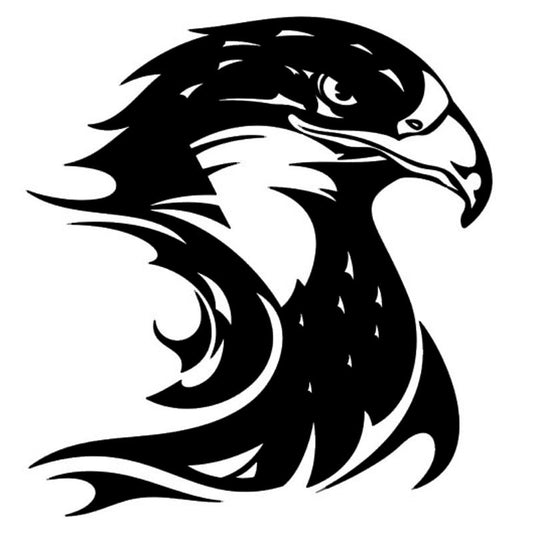 13.3*14.2CM Fire Flame Eagle Hawk Head Decal Car Sticker Vinyl Car Styling Accessories Black/Silver C9-1400