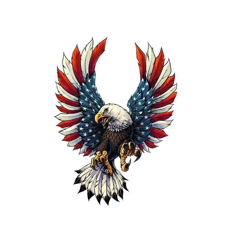 10.7CM*14.5CM Car Accessories Screaming American Flag Bald Eagle Car Sticker Decal 6-0810