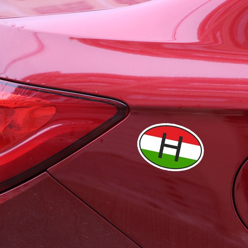New Fashion 16CM*10.7CM Oval H HUNGARY COUNTRY CODE Flag Car Sticker Decal Accessories 6-1503