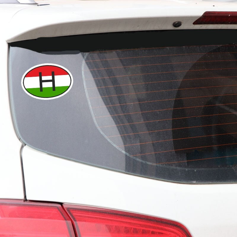New Fashion 16CM*10.7CM Oval H HUNGARY COUNTRY CODE Flag Car Sticker Decal Accessories 6-1503