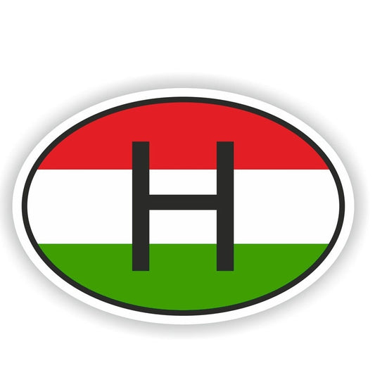 New Fashion 16CM*10.7CM Oval H HUNGARY COUNTRY CODE Flag Car Sticker Decal Accessories 6-1503