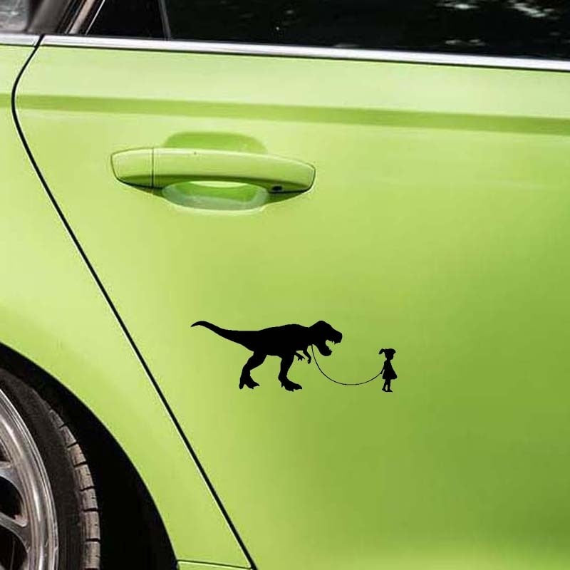 12.7CM*4.5CM Rock And Roll Dinosaur Girl Vinyl Motorcycle  Black Silver Car Sticker Decals C13-000577