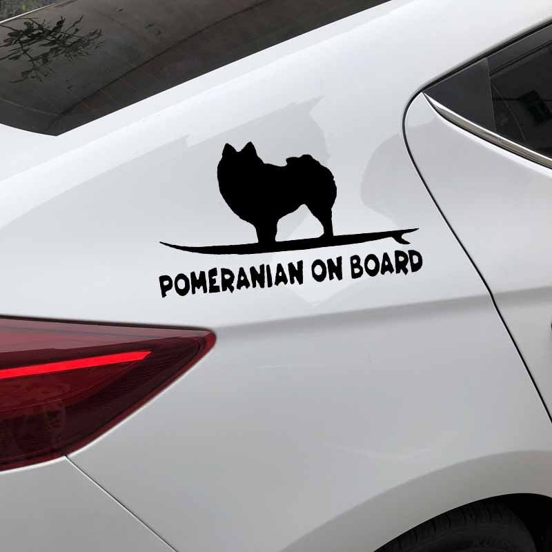 2020 NEW 15.8X9CM Pomeranian On Board Funny Dog Decal Vinyl Car Sticker Window Decoration Black/Silver C24-1629