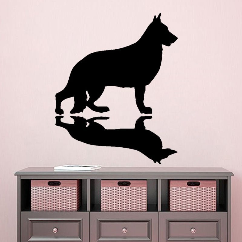 New Hot 41.1CM*50CM Funny Shadow Barks German Shepherd Dog PVC Wall Sticker Decal Decoration W3-419