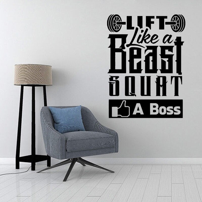 2020 NEW 39CM*52CM  Lift like a beast squat  Fitness Sport PVC Gym Motivational Wall Sticker W1-786