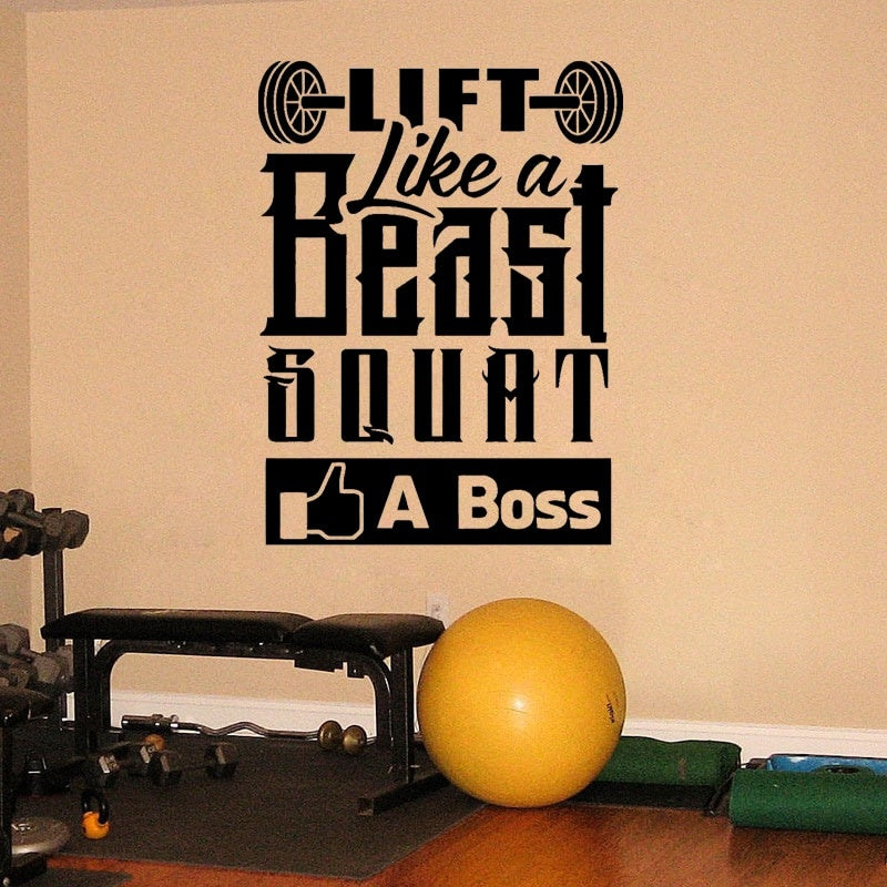 2020 NEW 39CM*52CM  Lift like a beast squat  Fitness Sport PVC Gym Motivational Wall Sticker W1-786