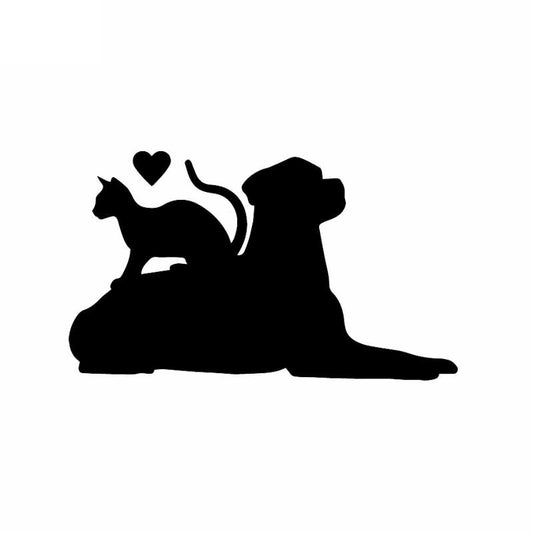 New Fashion 15.8X9.4CM Vinyl Decal Kitten Dog Labrador Pet Heart Car Stickers Funny Pattern Black/Silver C24-1441