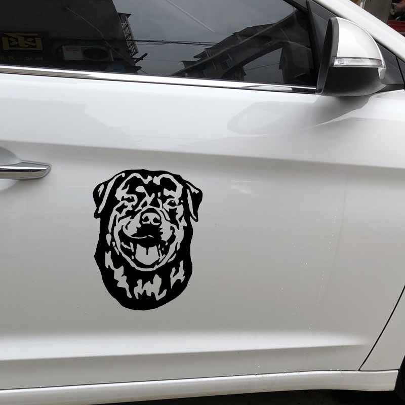 High-quality 12.4X16CM Rottweiler Dog Vinyl Decal Car Sticker Cute Cartoon Animal Art Decor Black/Silver C24-1116