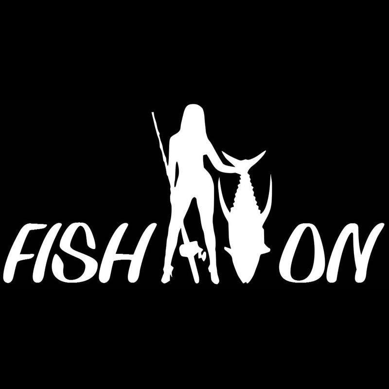 High-quality 17.2CM*8.1CM Vinyl Car Sticker Fish On Girl  Fishing Decal Car Truck Window Decor Black/Silver C24-0692