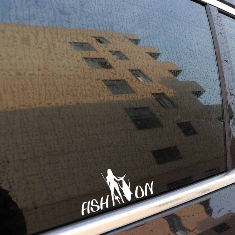 High-quality 17.2CM*8.1CM Vinyl Car Sticker Fish On Girl  Fishing Decal Car Truck Window Decor Black/Silver C24-0692