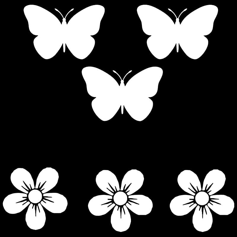 New Brand 15.8CM*15.5CM Car Sticker Inspirational Butterflies Flowers Vinyl Decor Decal Black/Silver C24-0344