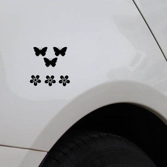 New Brand 15.8CM*15.5CM Car Sticker Inspirational Butterflies Flowers Vinyl Decor Decal Black/Silver C24-0344