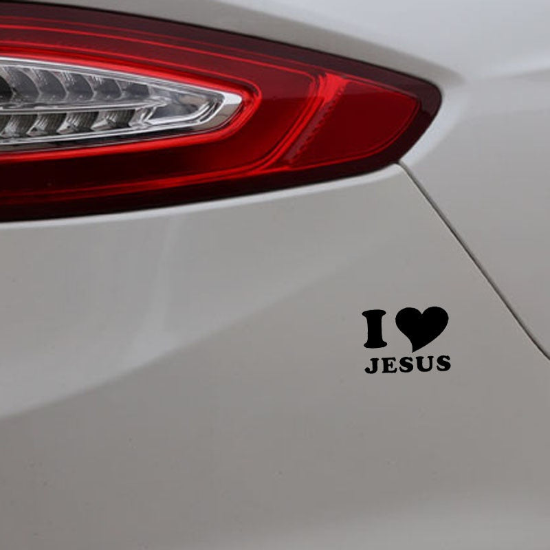 12.7CM*9.5CM I LOVE JESUS HEART Christian Religious Vinyl Decal Car Sticker Black/Silver C3-1262