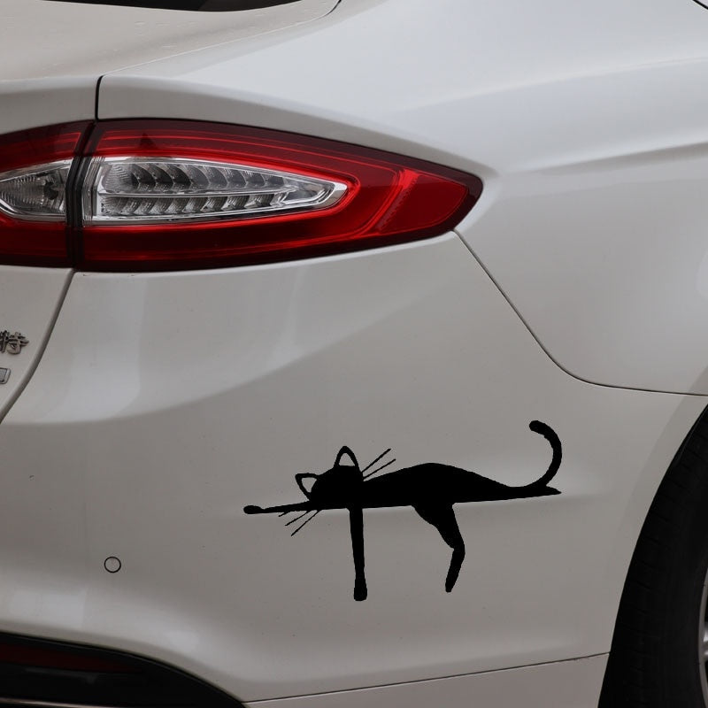 New Brand 15.9X8.4CM Vinyl Decal Cute Cat Animal Dream Funny Cheerful Cartoon Car Sticker Black/Silver C24-1763