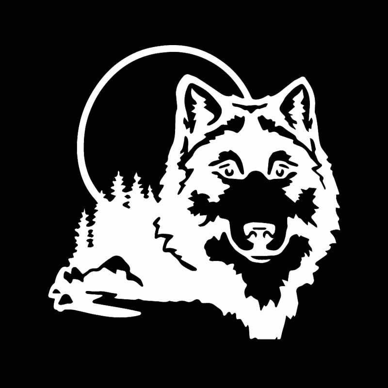 High-quality 16X16CM Car Sticker Vinyl Decal Window Wolf Face Funny Animal Dog Black/Silver C24-1513