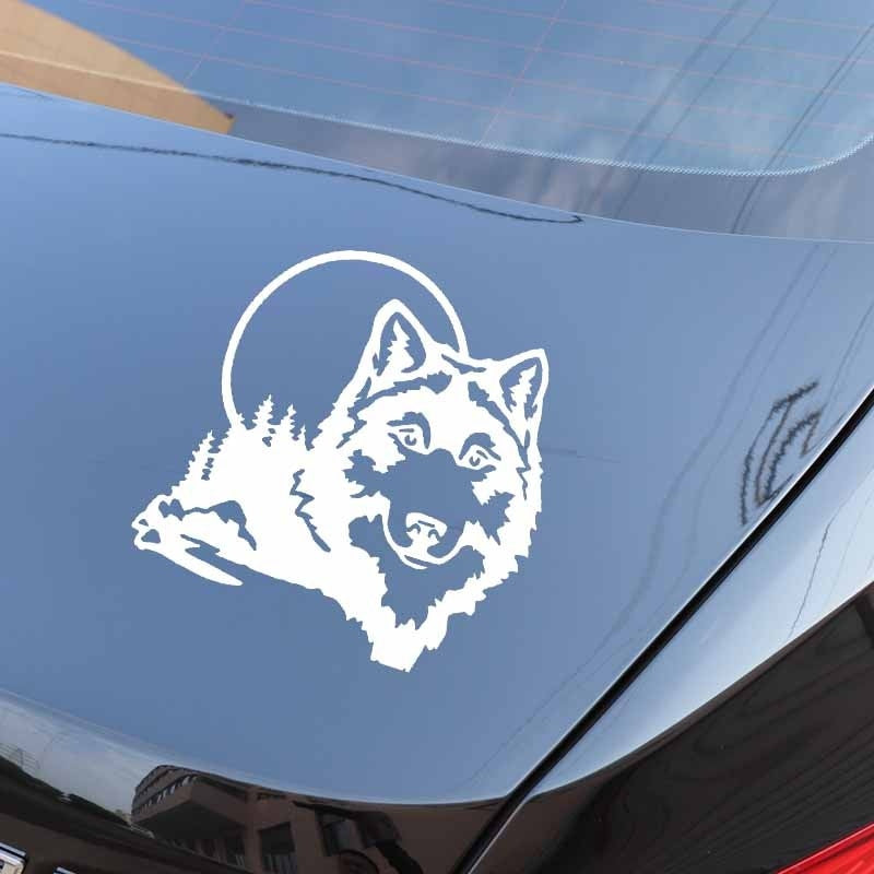 High-quality 16X16CM Car Sticker Vinyl Decal Window Wolf Face Funny Animal Dog Black/Silver C24-1513