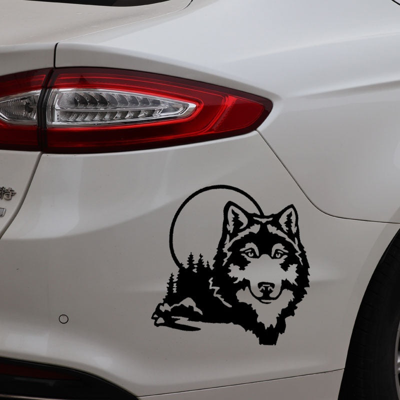 High-quality 16X16CM Car Sticker Vinyl Decal Window Wolf Face Funny Animal Dog Black/Silver C24-1513
