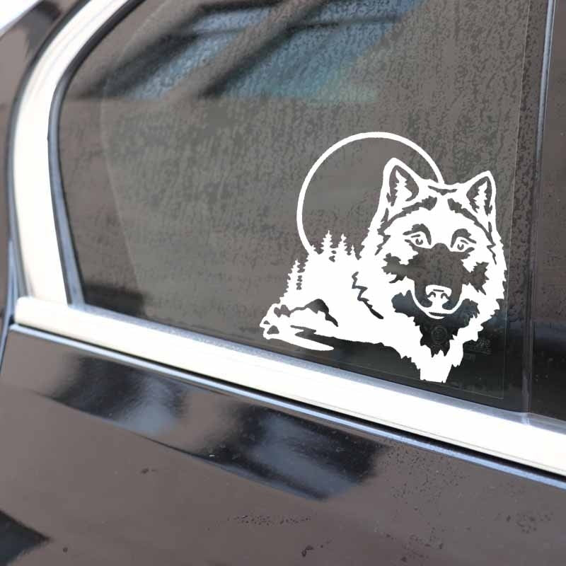 High-quality 16X16CM Car Sticker Vinyl Decal Window Wolf Face Funny Animal Dog Black/Silver C24-1513