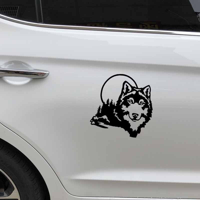 High-quality 16X16CM Car Sticker Vinyl Decal Window Wolf Face Funny Animal Dog Black/Silver C24-1513