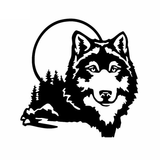 High-quality 16X16CM Car Sticker Vinyl Decal Window Wolf Face Funny Animal Dog Black/Silver C24-1513