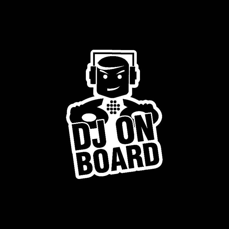 9.7cm*12.6cm DJ ON BOARD Funny Safety Cute Vinyl Car Sticker Decal Sign Black Silver C10-00633