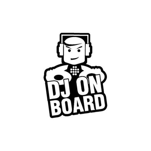 9.7cm*12.6cm DJ ON BOARD Funny Safety Cute Vinyl Car Sticker Decal Sign Black Silver C10-00633