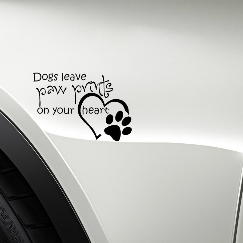13CM*9.1CM  Dogs Leave Paw Prints On Your Heart Decor Vinyl Car Stiker Decals Black/Silver C10-00475