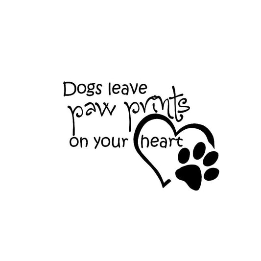13CM*9.1CM  Dogs Leave Paw Prints On Your Heart Decor Vinyl Car Stiker Decals Black/Silver C10-00475