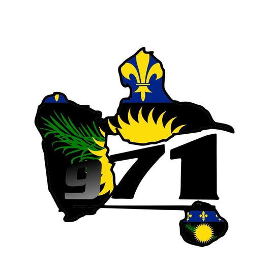 Hot 13.4CM*13.3CM Personality Guadeloupe 971 Flag Map Car Sticker Decal Motorcycle Accessories 6-1274