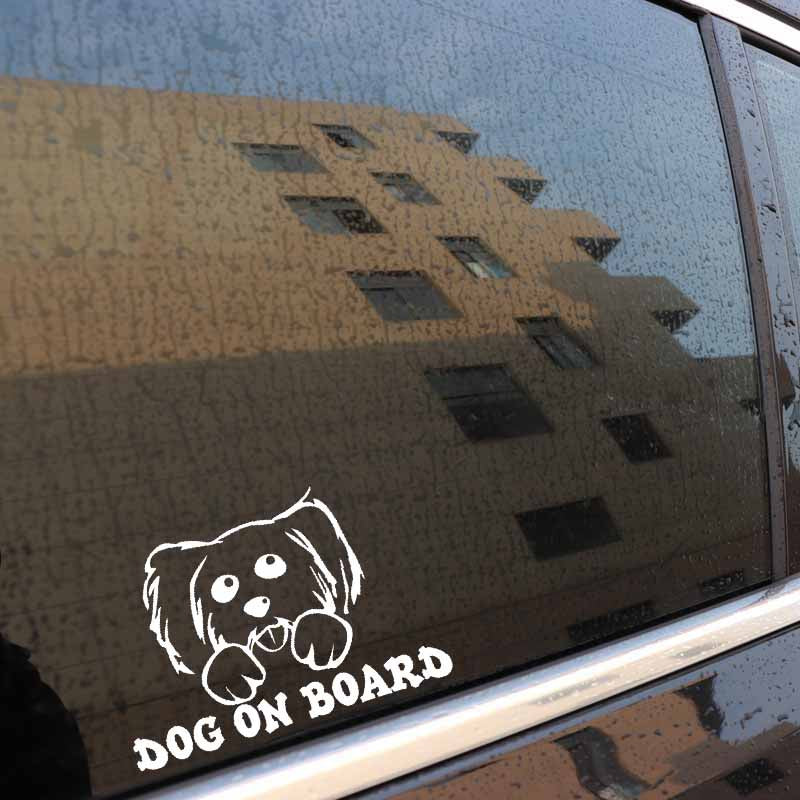 15CM*10.2CM DOG ON BOARD Lovely Poodle Car Decal Vinyl Sticker Black Silver C10-00686