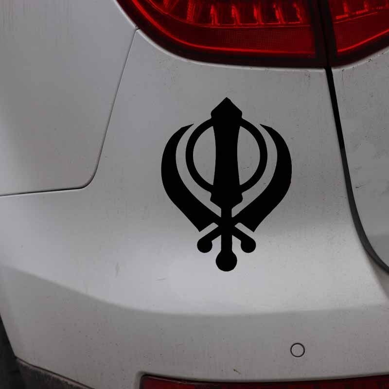 10CM*13.4CM SIKH Khanda Religious Symbol Vinyl Decal Mysterious Car Sticker Delicate Black/Silver C27-0267